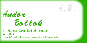 andor bollok business card